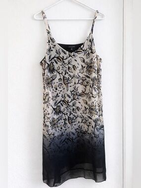 Lane Bryant Cream and Black Floral Slip Dress